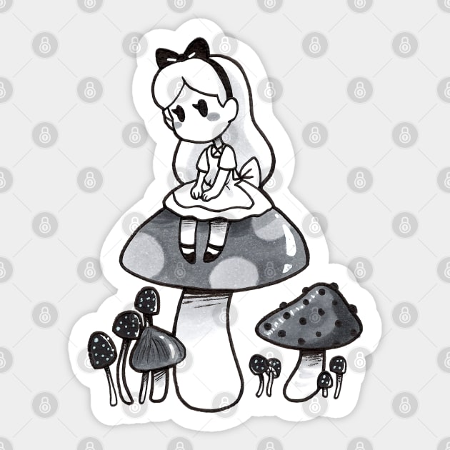 Mushroom Alice Sticker by LittleGreenHat